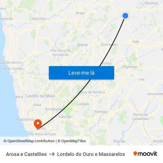 Arosa e Castelões to Lordelo do Ouro e Massarelos map