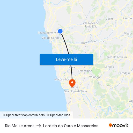 Rio Mau e Arcos to Lordelo do Ouro e Massarelos map