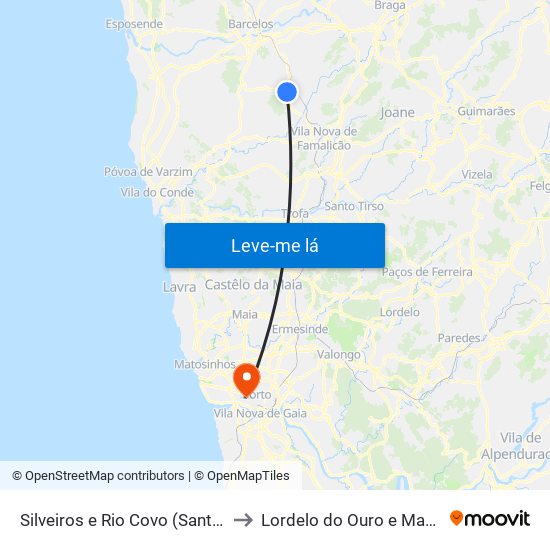 Silveiros e Rio Covo (Santa Eulália) to Lordelo do Ouro e Massarelos map