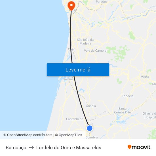 Barcouço to Lordelo do Ouro e Massarelos map