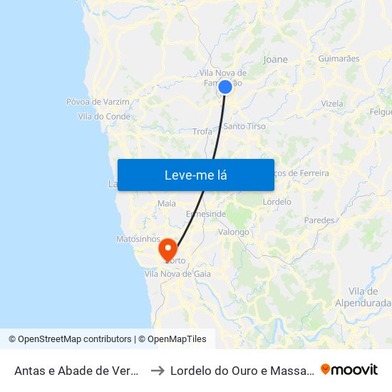 Antas e Abade de Vermoim to Lordelo do Ouro e Massarelos map