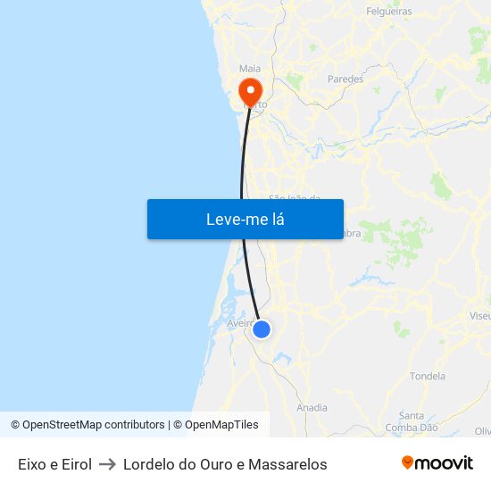 Eixo e Eirol to Lordelo do Ouro e Massarelos map