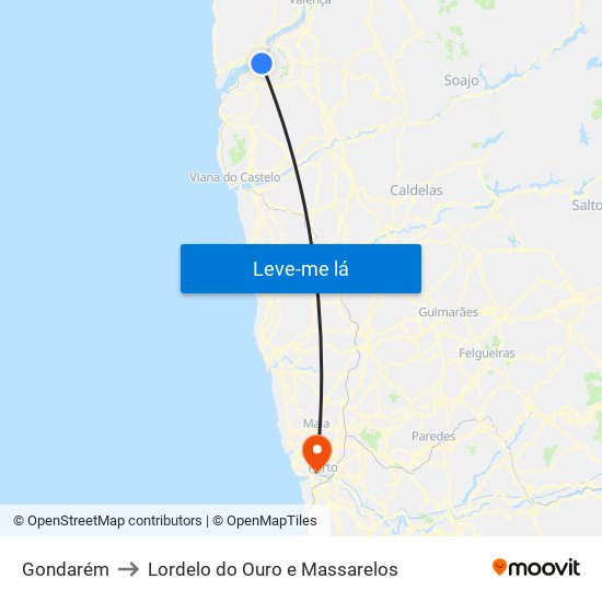 Gondarém to Lordelo do Ouro e Massarelos map