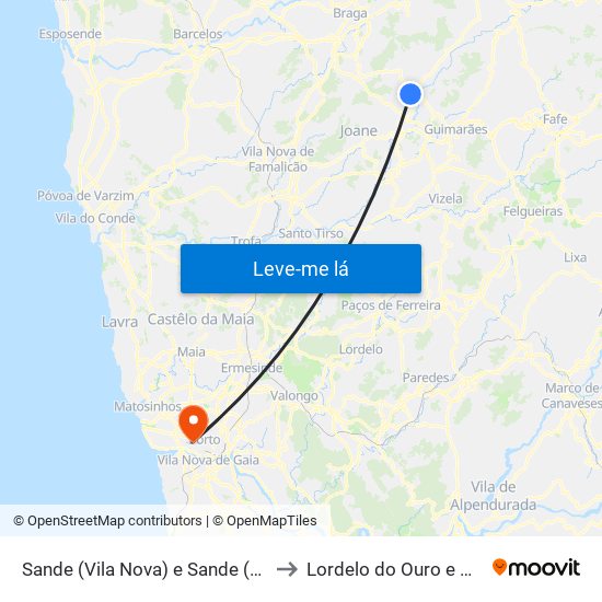 Sande (Vila Nova) e Sande (São Clemente) to Lordelo do Ouro e Massarelos map