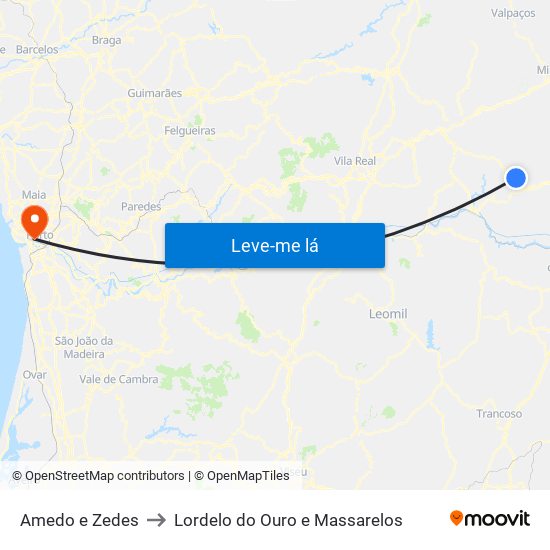 Amedo e Zedes to Lordelo do Ouro e Massarelos map