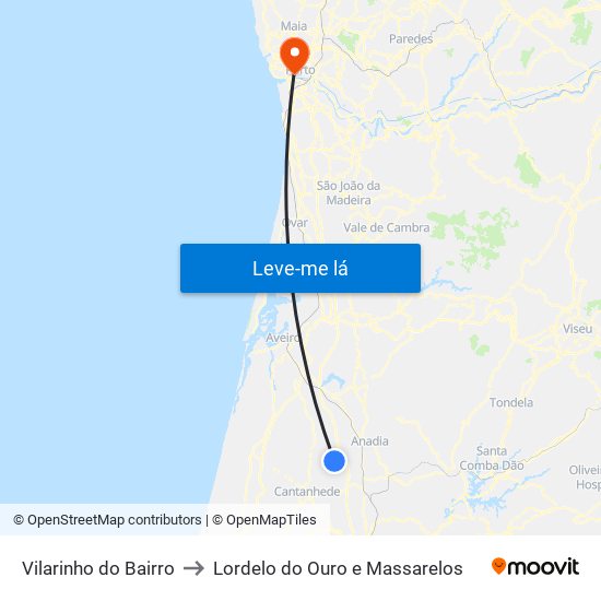 Vilarinho do Bairro to Lordelo do Ouro e Massarelos map