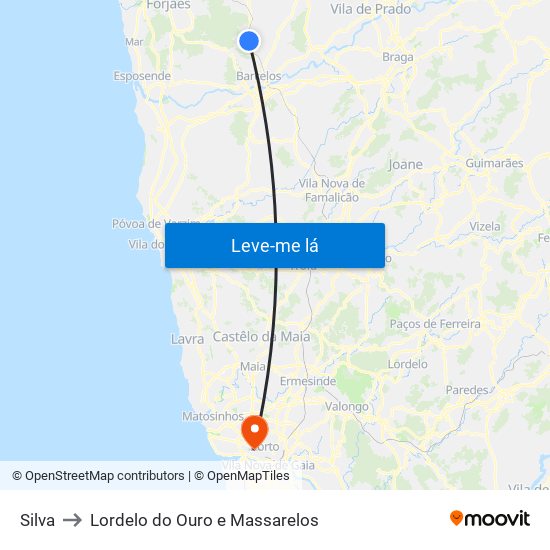 Silva to Lordelo do Ouro e Massarelos map