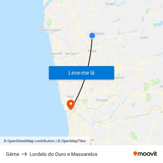 Gême to Lordelo do Ouro e Massarelos map