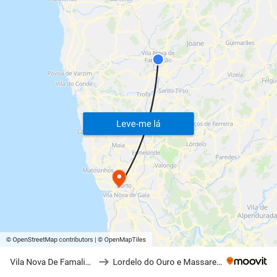 Vila Nova De Famalicão to Lordelo do Ouro e Massarelos map