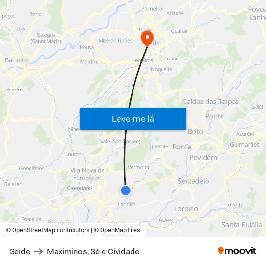 Seide to Maximinos, Sé e Cividade map