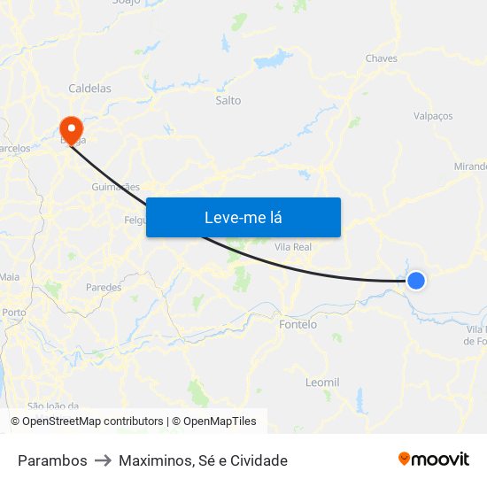 Parambos to Maximinos, Sé e Cividade map