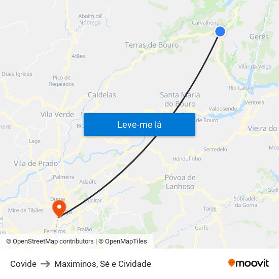 Covide to Maximinos, Sé e Cividade map