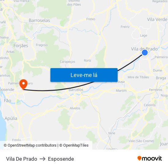 Vila De Prado to Esposende map