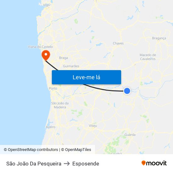 São João Da Pesqueira to Esposende map