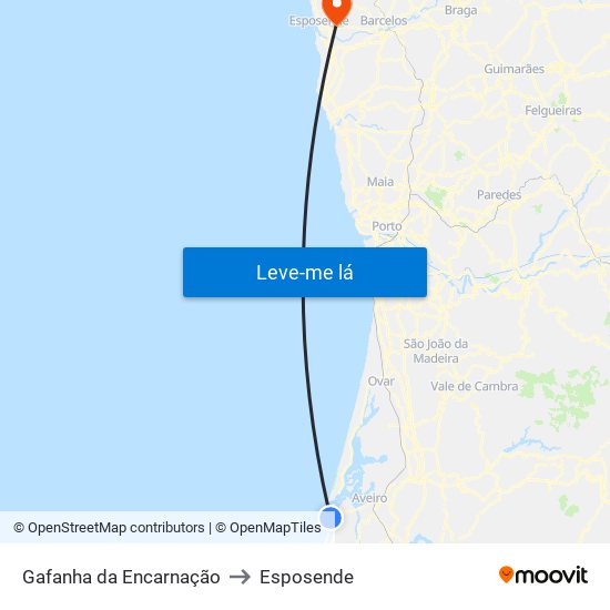 Gafanha da Encarnação to Esposende map