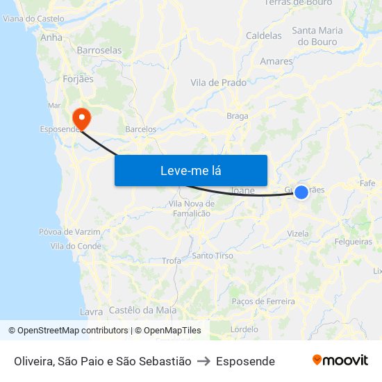 Oliveira, São Paio e São Sebastião to Esposende map
