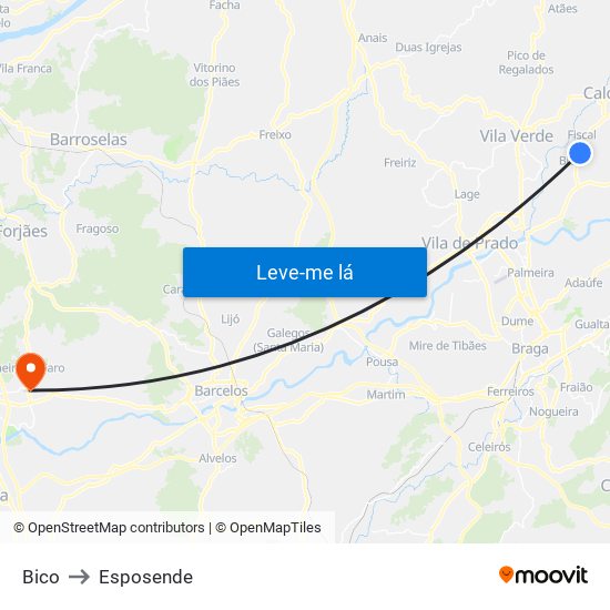 Bico to Esposende map