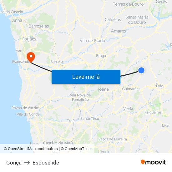 Gonça to Esposende map