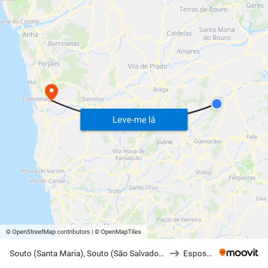 Souto (Santa Maria), Souto (São Salvador) e Gondomar to Esposende map