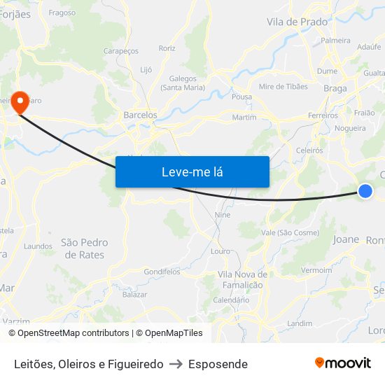 Leitões, Oleiros e Figueiredo to Esposende map