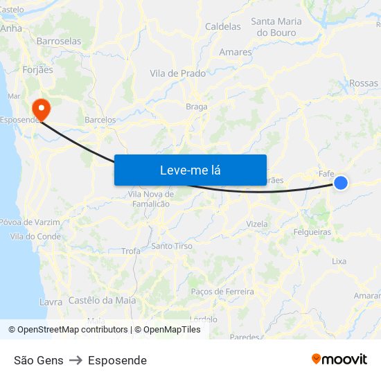 São Gens to Esposende map