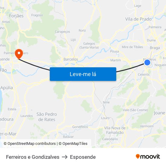 Ferreiros e Gondizalves to Esposende map