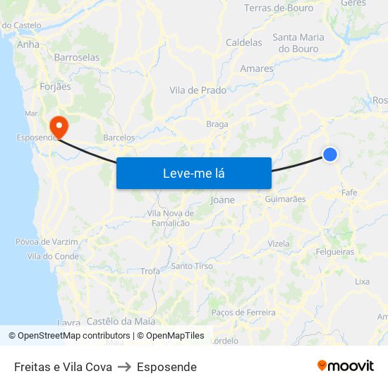 Freitas e Vila Cova to Esposende map