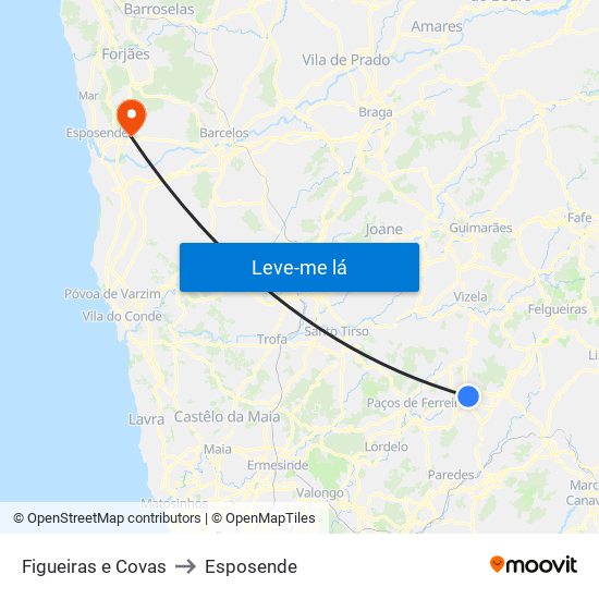 Figueiras e Covas to Esposende map