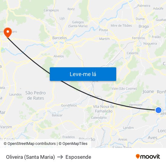 Oliveira (Santa Maria) to Esposende map