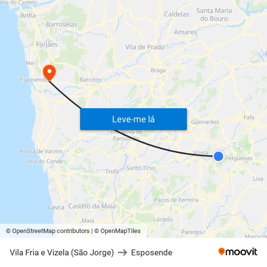 Vila Fria e Vizela (São Jorge) to Esposende map