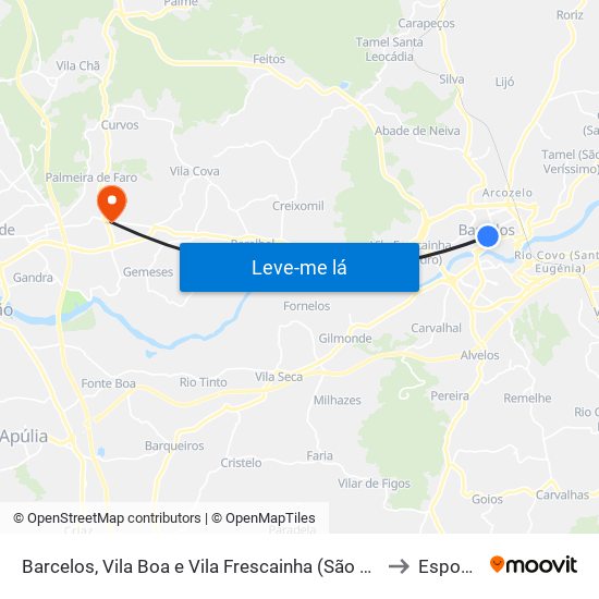 Barcelos, Vila Boa e Vila Frescainha (São Martinho e São Pedro) to Esposende map