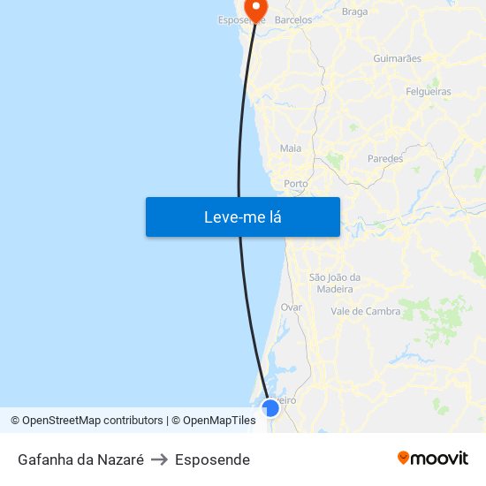 Gafanha da Nazaré to Esposende map