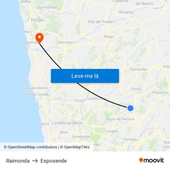 Raimonda to Esposende map
