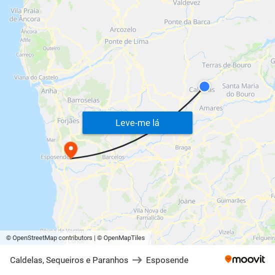 Caldelas, Sequeiros e Paranhos to Esposende map