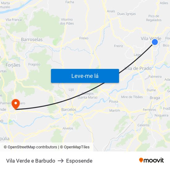 Vila Verde e Barbudo to Esposende map