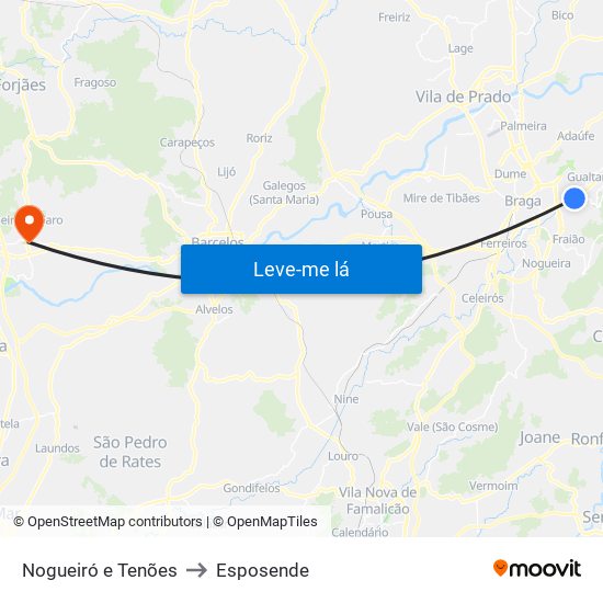 Nogueiró e Tenões to Esposende map