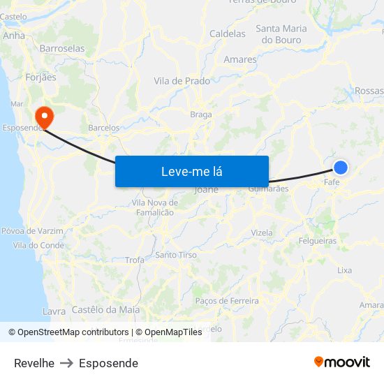 Revelhe to Esposende map