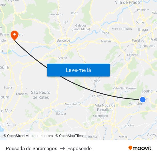 Pousada de Saramagos to Esposende map