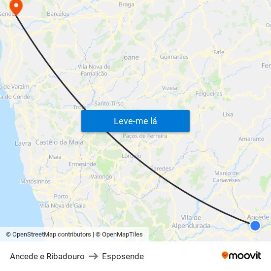 Ancede e Ribadouro to Esposende map