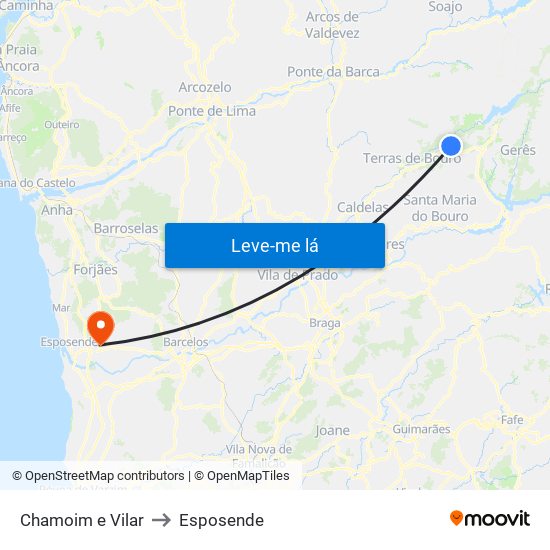 Chamoim e Vilar to Esposende map