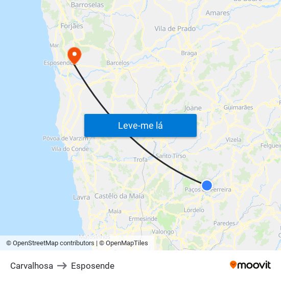 Carvalhosa to Esposende map