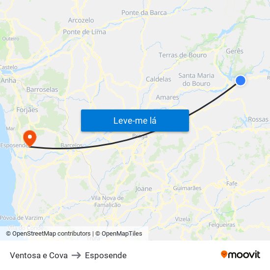 Ventosa e Cova to Esposende map