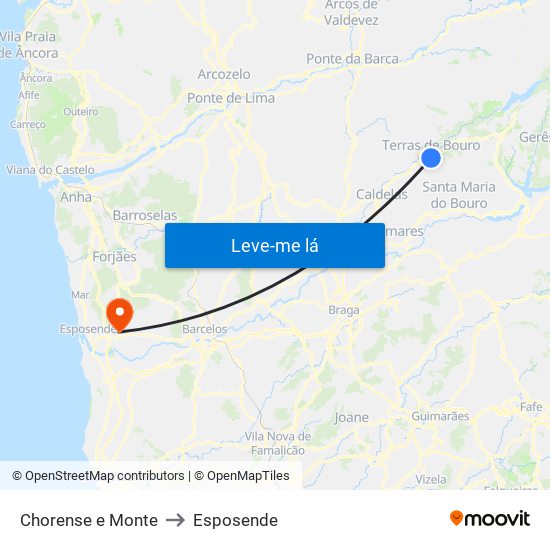 Chorense e Monte to Esposende map