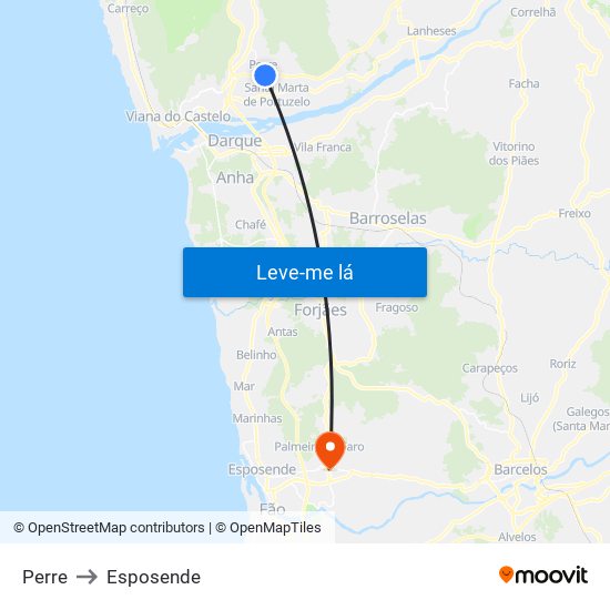 Perre to Esposende map