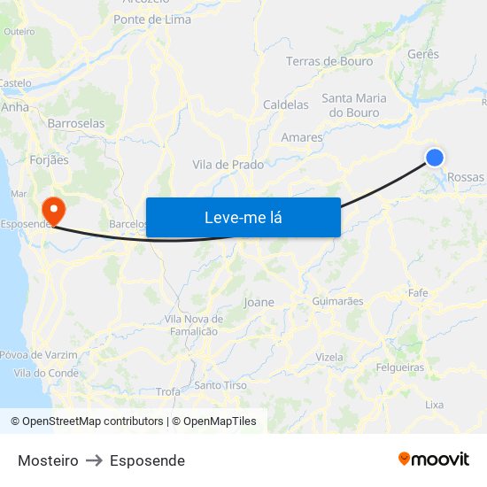 Mosteiro to Esposende map