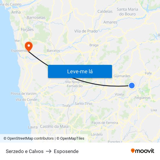 Serzedo e Calvos to Esposende map
