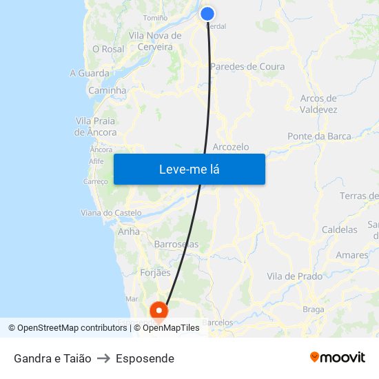 Gandra e Taião to Esposende map