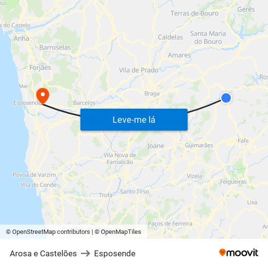 Arosa e Castelões to Esposende map