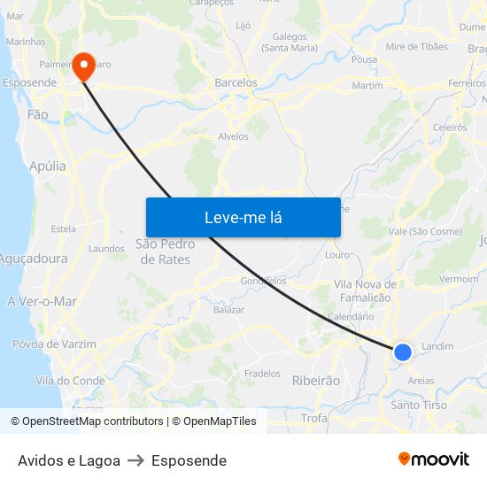 Avidos e Lagoa to Esposende map