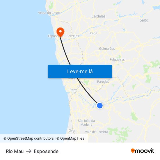Rio Mau to Esposende map